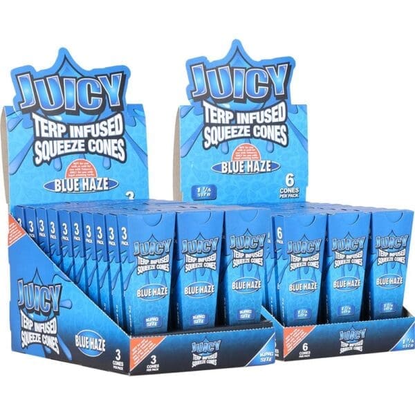 Juicy Terp Infused Squeeze Pre-Rolled Cones - Blue Haze - 30pk Display - Haze Smoke Shop USA