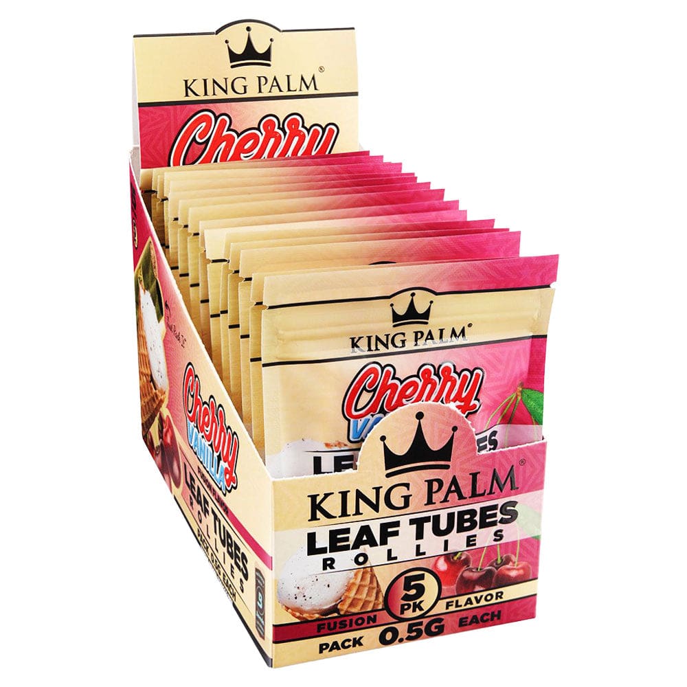 King Palm Hand Rolled Leaf - 5pk - Rollie - Cherry Vanilla - 15pc Display Flavored Papers & Blunts - Haze Smoke Shop USA