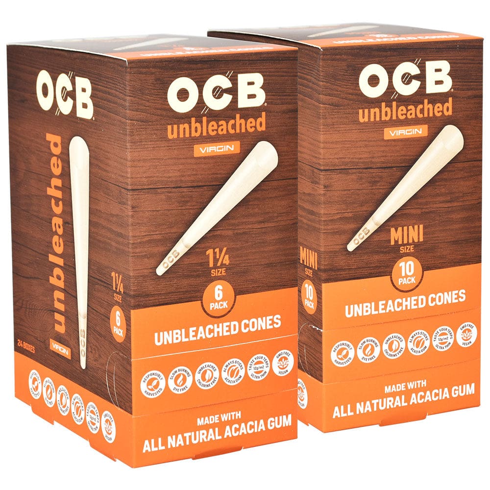 OCB Unbleached Cones - 24pc Display Pre-Rolled Cones - Haze Smoke Shop USA