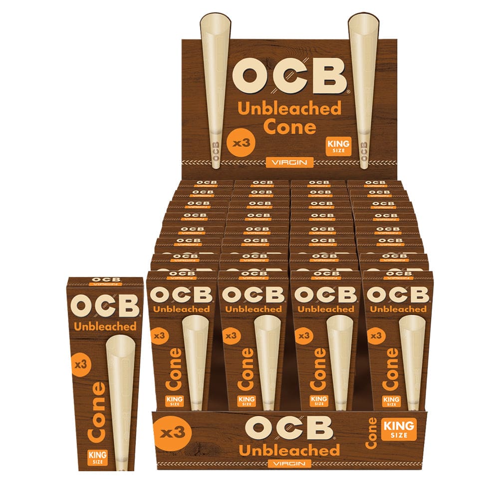 OCB Unbleached Cones - 32 pcs Display Pre-Rolled Cones - Haze Smoke Shop USA