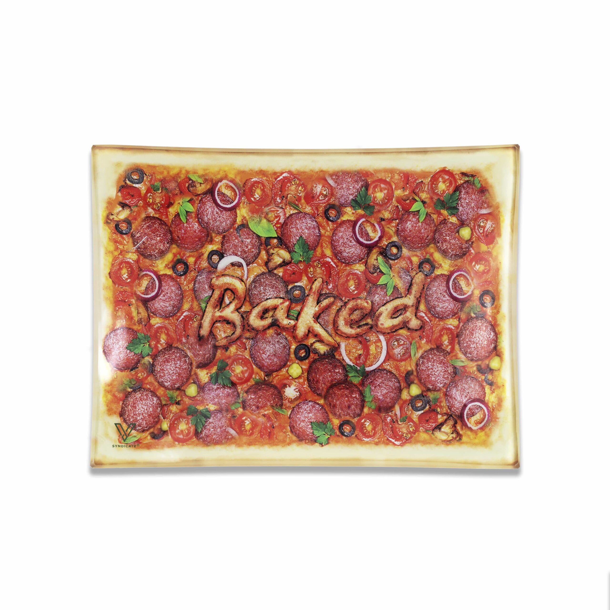 Pizza Glass Tray Rolling Trays - Haze Smoke Shop USA