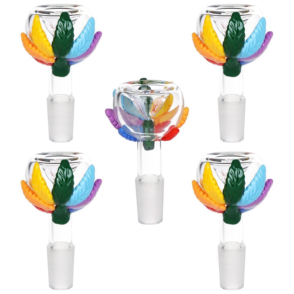 Pride Leaf Glass Herb Slide - 14mm M - 5pcs Herb Slides - Haze Smoke Shop USA