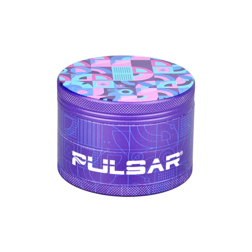 Pulsar Design Series Grinder with Side Art - Candy Floss - 4 Piece - 2.5" Metal Grinders - Haze Smoke Shop USA