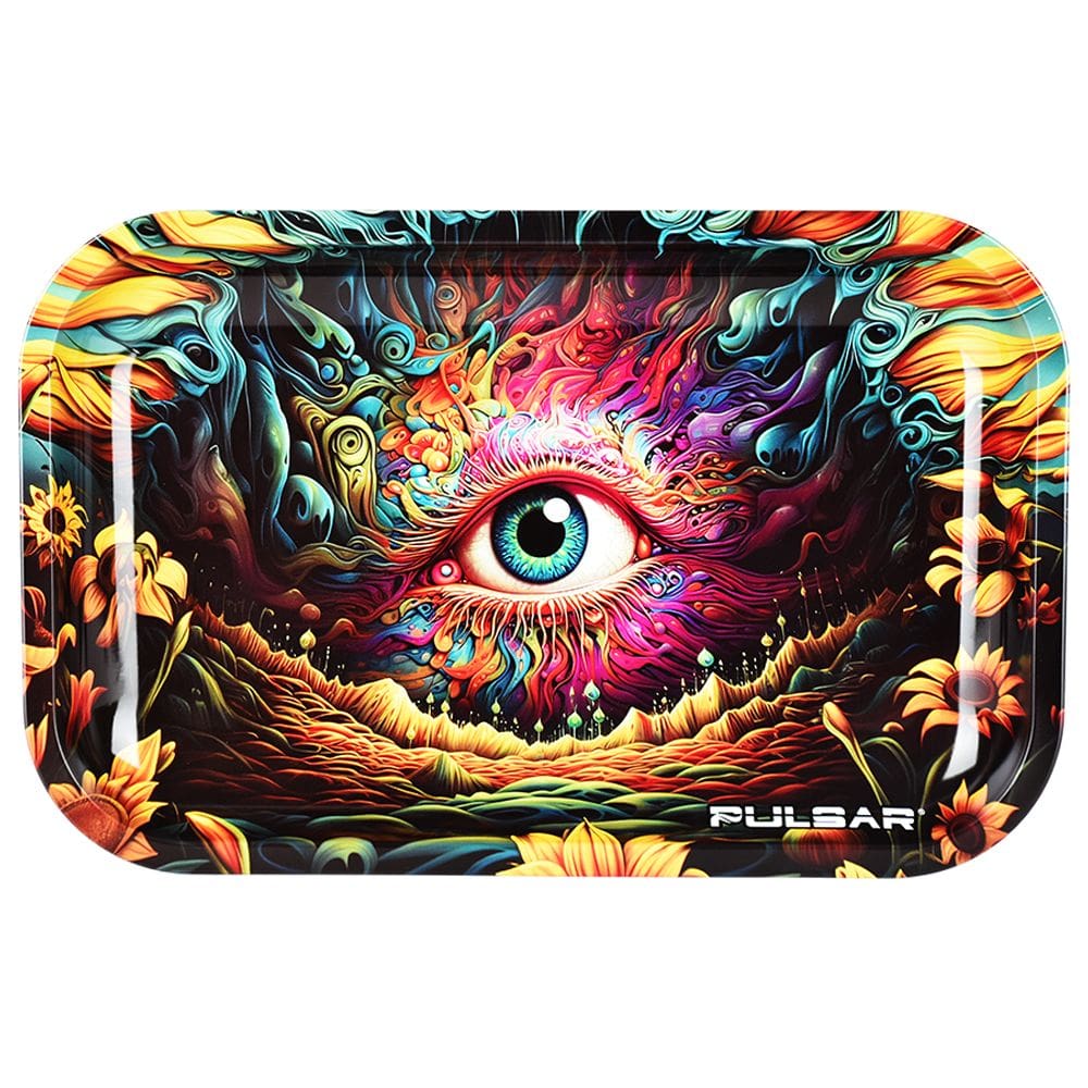 Pulsar Metal Rolling Tray - Sunflower Of The Mind - 11"x7" Rolling Trays - Haze Smoke Shop USA