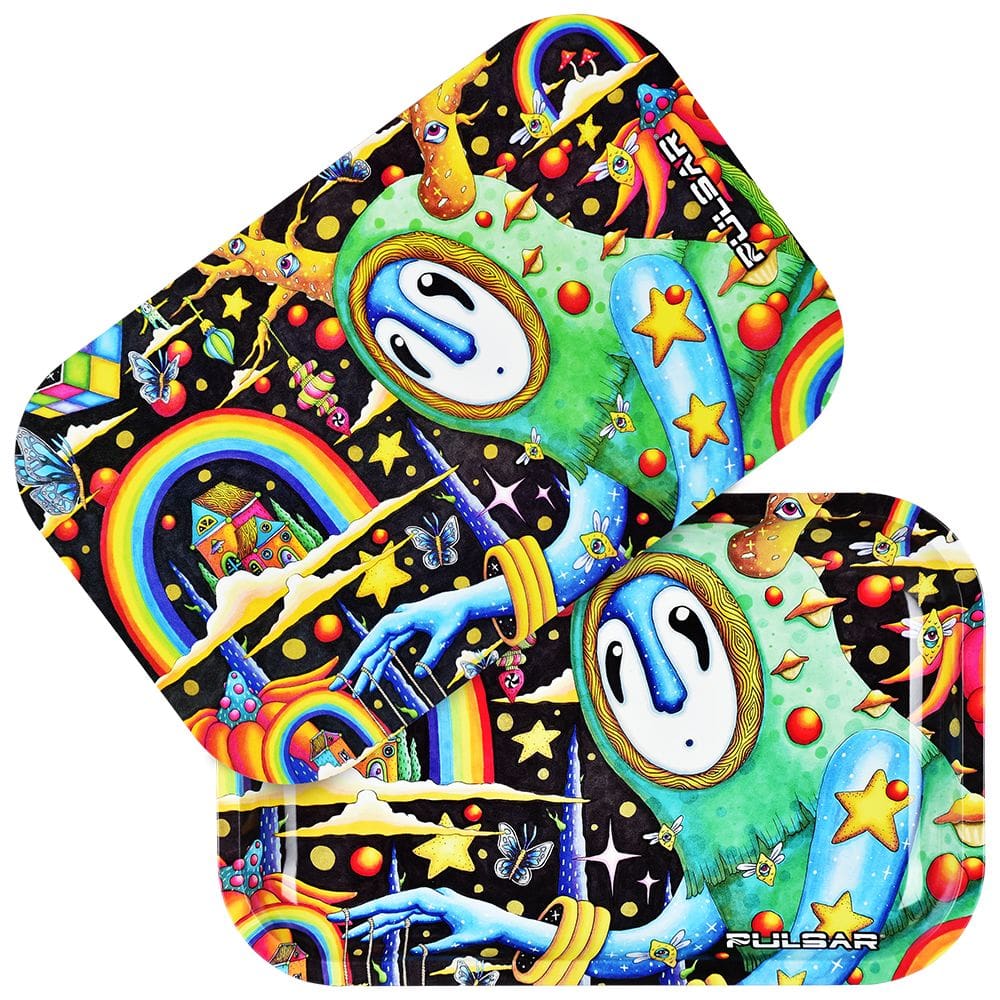 Pulsar Rolling Tray & Lid Kit - The World Was Mad - 11"x7" Rolling Trays - Haze Smoke Shop USA