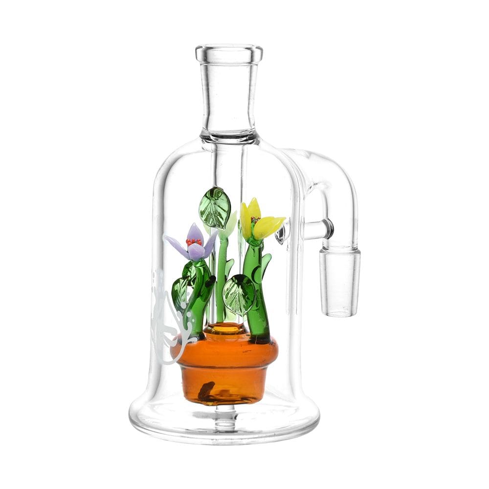 Pulsar Wild Flowers Glass Ash Catcher - 5" - 14mm - 90 Degree Ash Catchers - Haze Smoke Shop USA