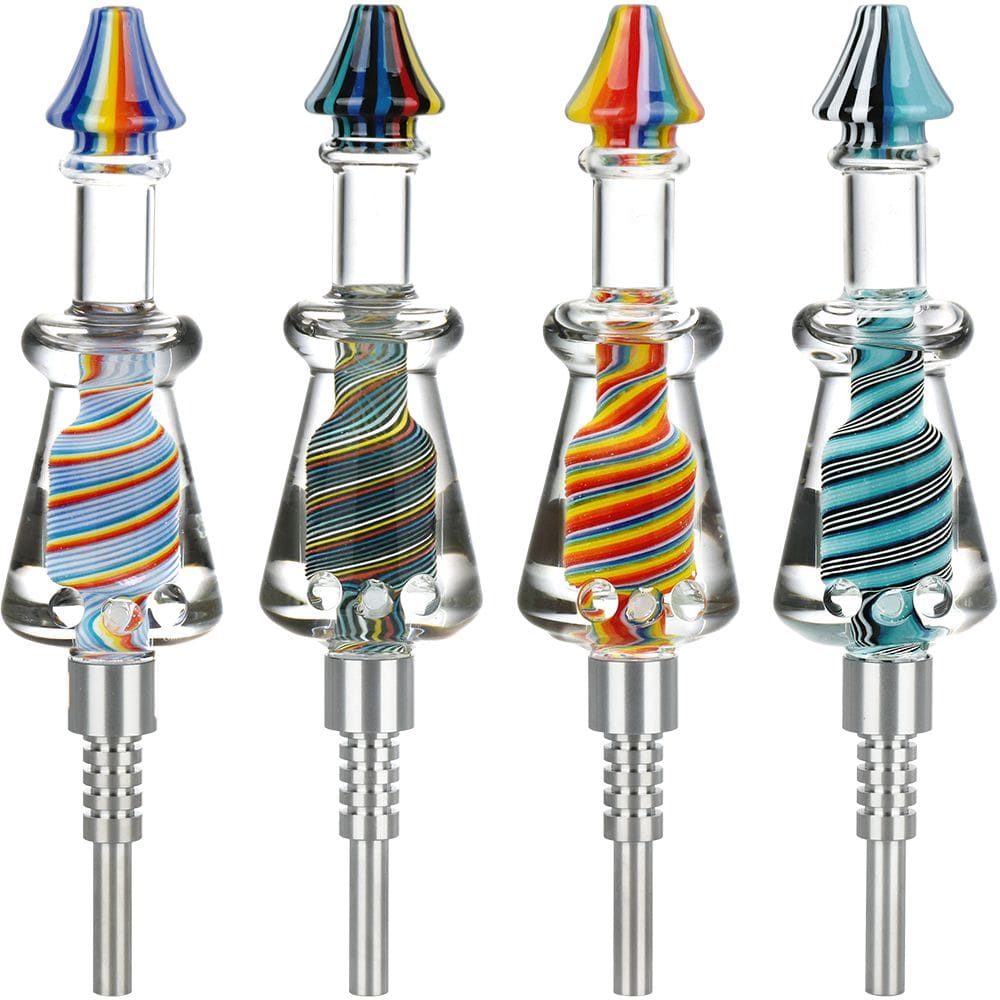 Rainbow Twist Glycerin Glass Dab Straw w/ Titanium Tip - Haze Smoke Shop USA - Vaporizers Super Store