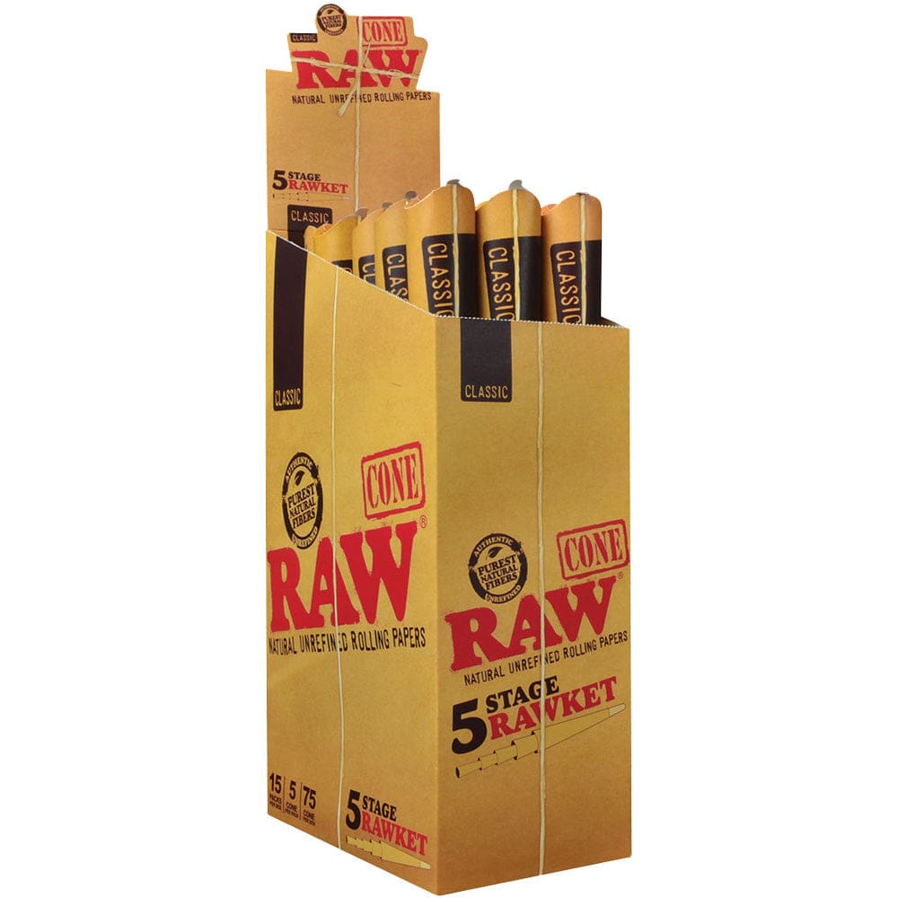 RAW 5 Stage RAWKET Cone Set - 15pk Display Pre-Rolled Cones - Haze Smoke Shop USA