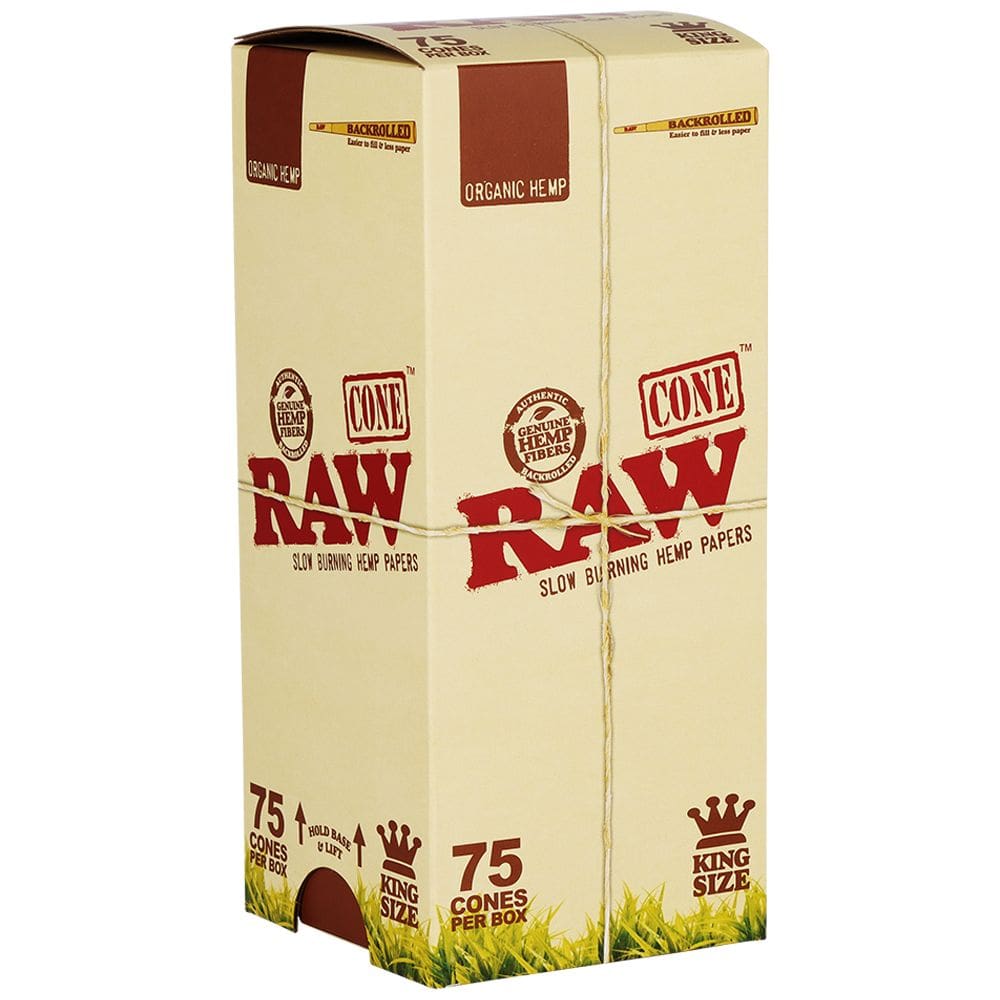RAW Backrolled Organic Hemp Cones - King Size - 75ct Pre-Rolled Cones - Haze Smoke Shop USA