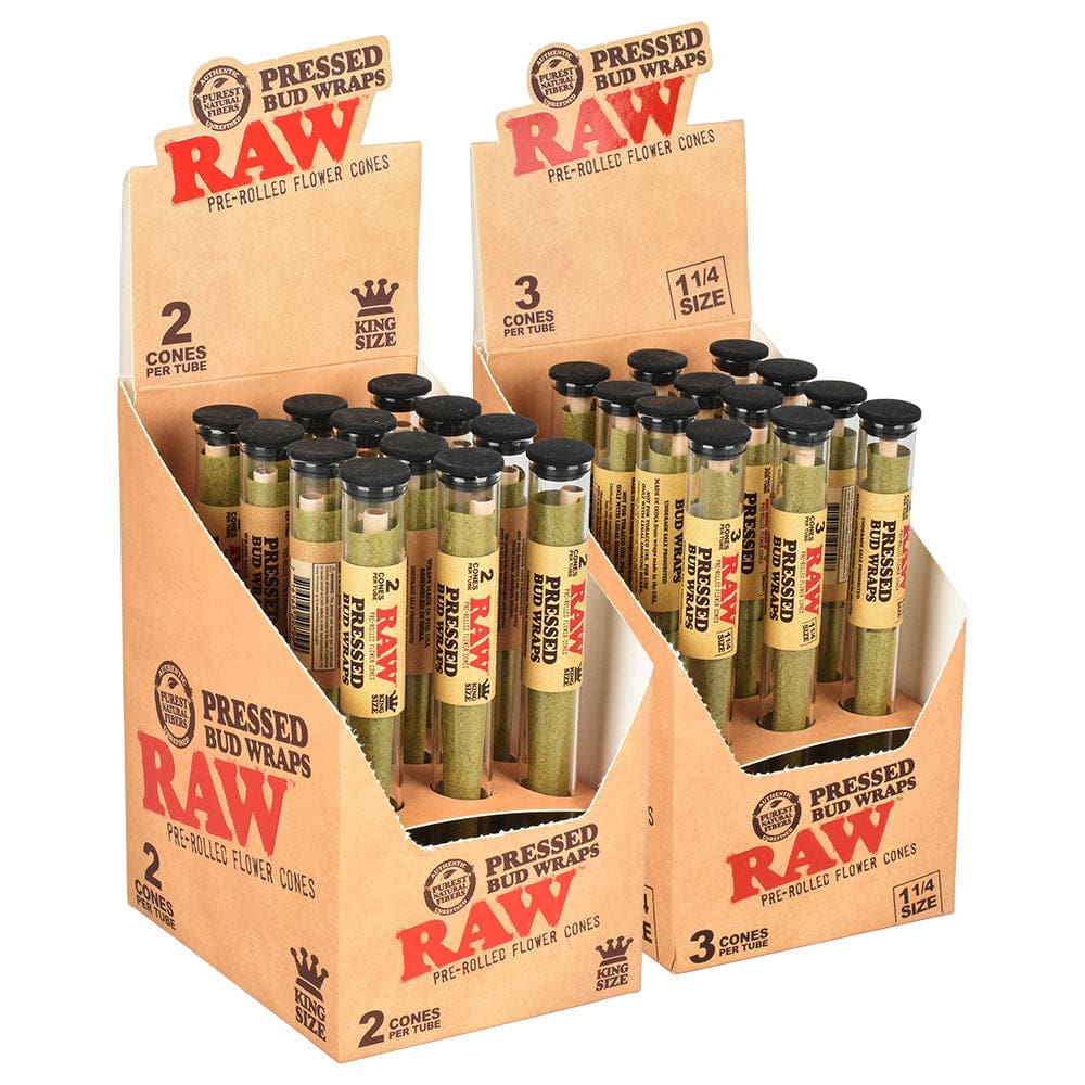 RAW Pressed Bud Wrap Cone - 12pc Display Pre-Rolled Cones - Haze Smoke Shop USA