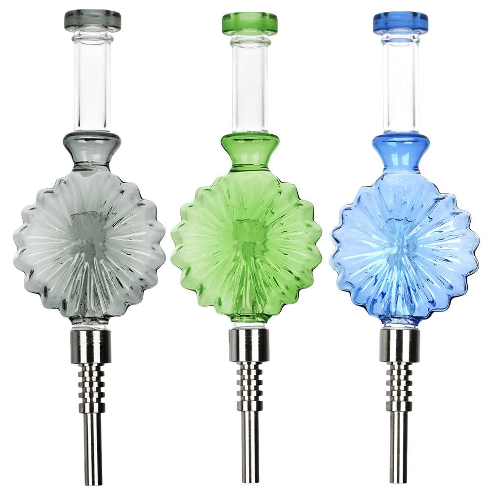 Retro Art Deco Round Bubbler Glass Dab Straw - Haze Smoke Shop USA - Vaporizers Super Store
