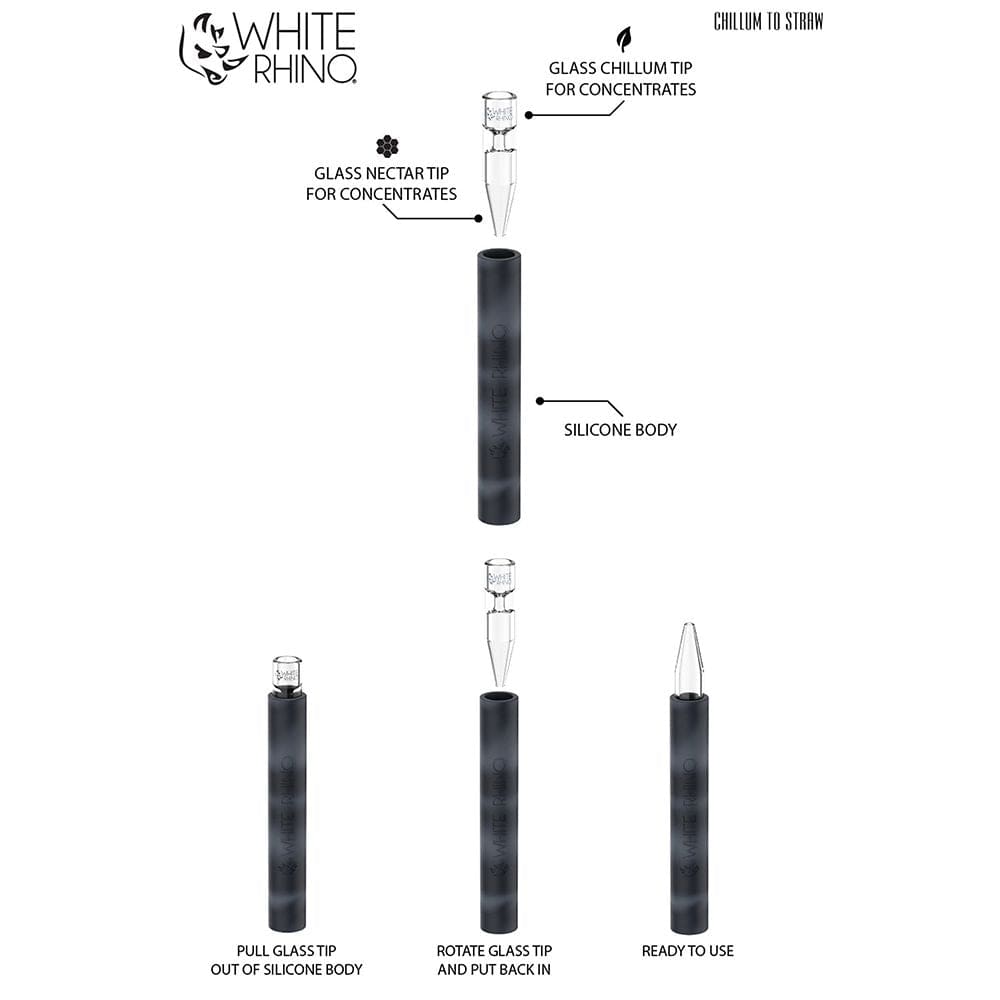 White Rhino Pyrex Chillum To Straw - Haze Smoke Shop USA