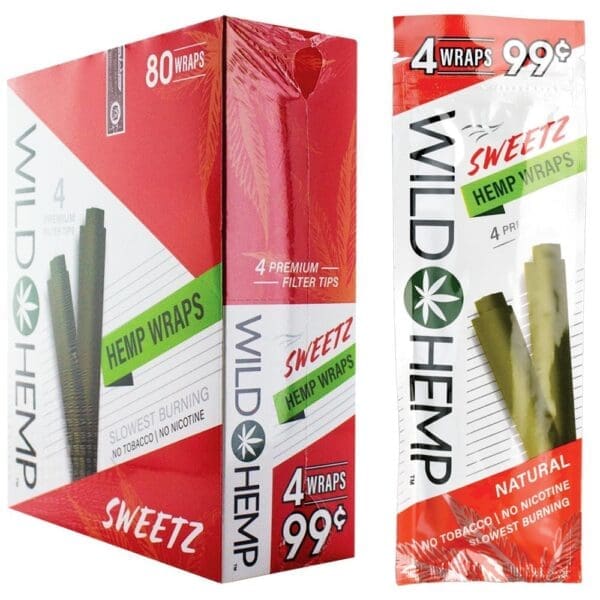 Wild Hemp Hemp Wraps - 4pc - 20pk Display - Haze Smoke Shop USA
