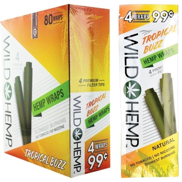 Wild Hemp Hemp Wraps - 4pc - 20pk Display - Haze Smoke Shop USA