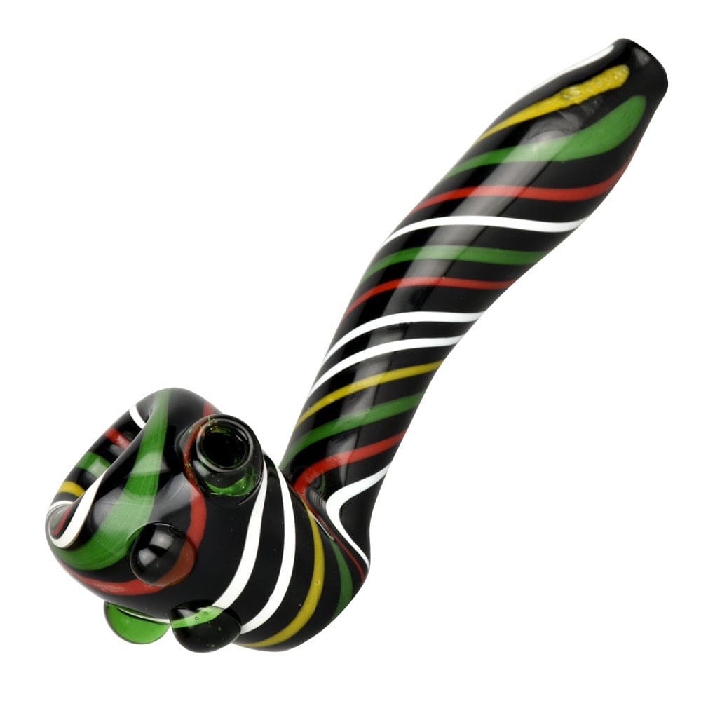 Black Rasta Candy Cane Swirl Hand Pipe Glass Pipes - Haze Smoke Shop USA