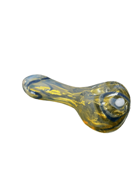 Blue & Yellow Glass Hand Pipe Glass Pipes - Haze Smoke Shop USA