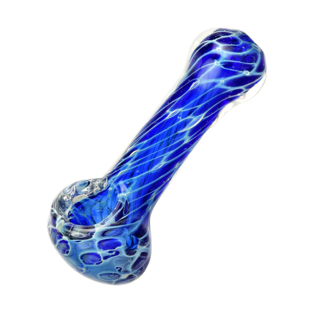 Cellular Blue Glass Spoon Pipe Glass Pipes - Haze Smoke Shop USA