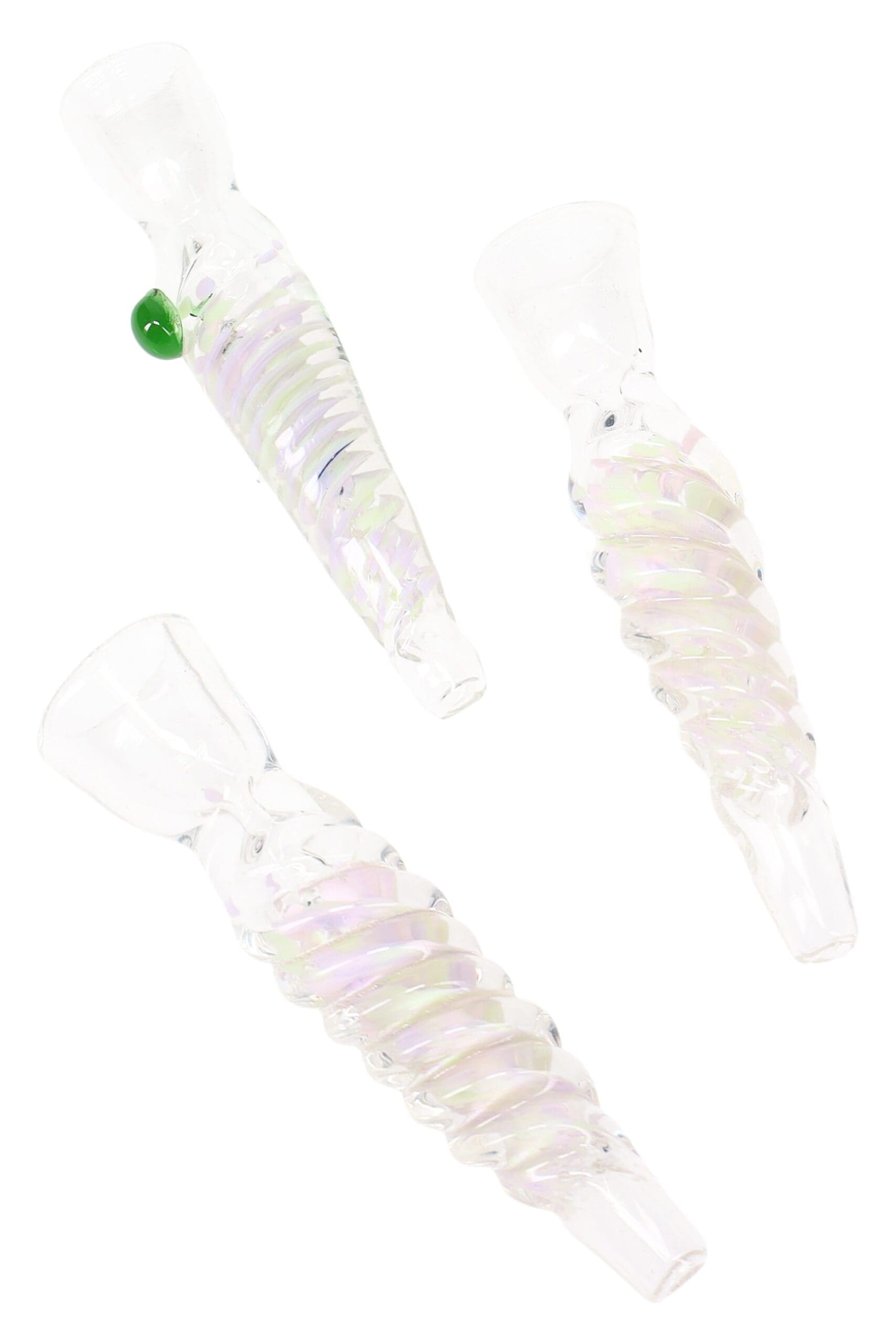 Clear Twisted Frit Glass Chillum Aurora Twist Chillums - Haze Smoke Shop USA