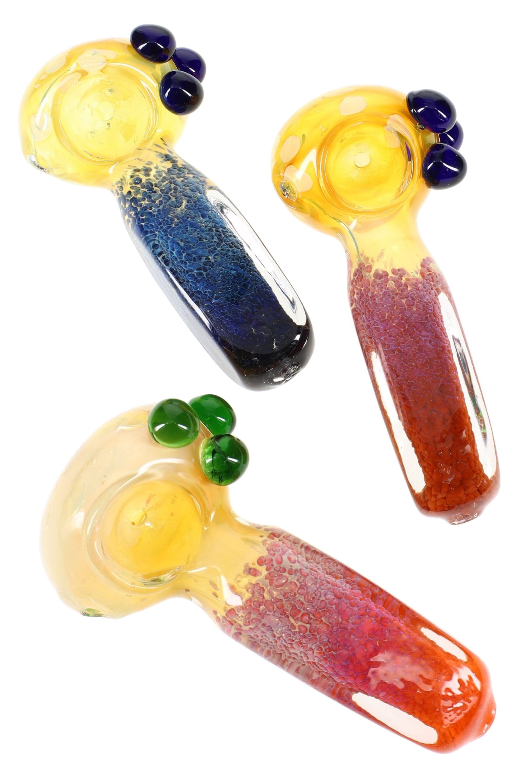 Color-Changing Fumed Frit Square Glass Spoon Bubble Top Glass Pipes - Haze Smoke Shop USA