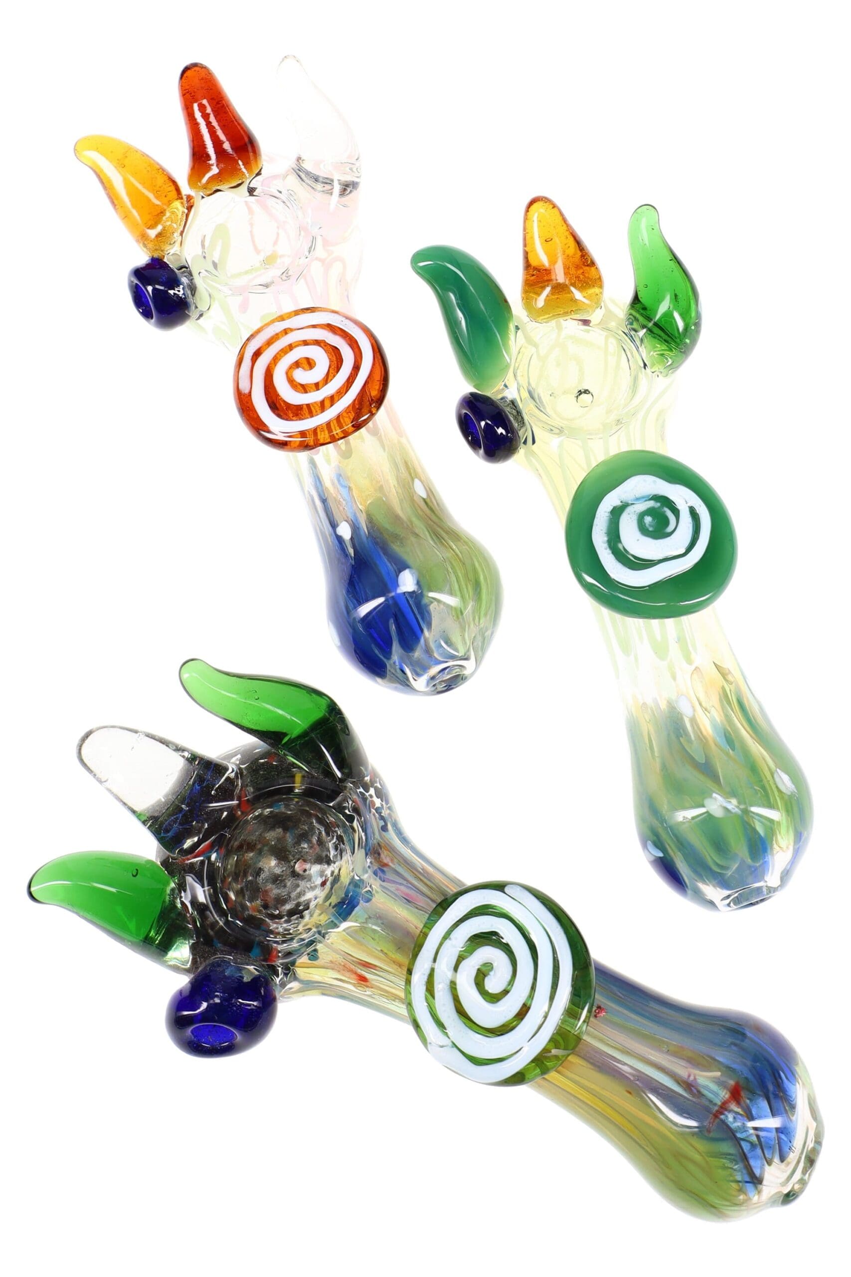 Color-Changing Silver Fumed Spiked Glass Hand Pipe Spike Show - Haze Smoke Shop USA