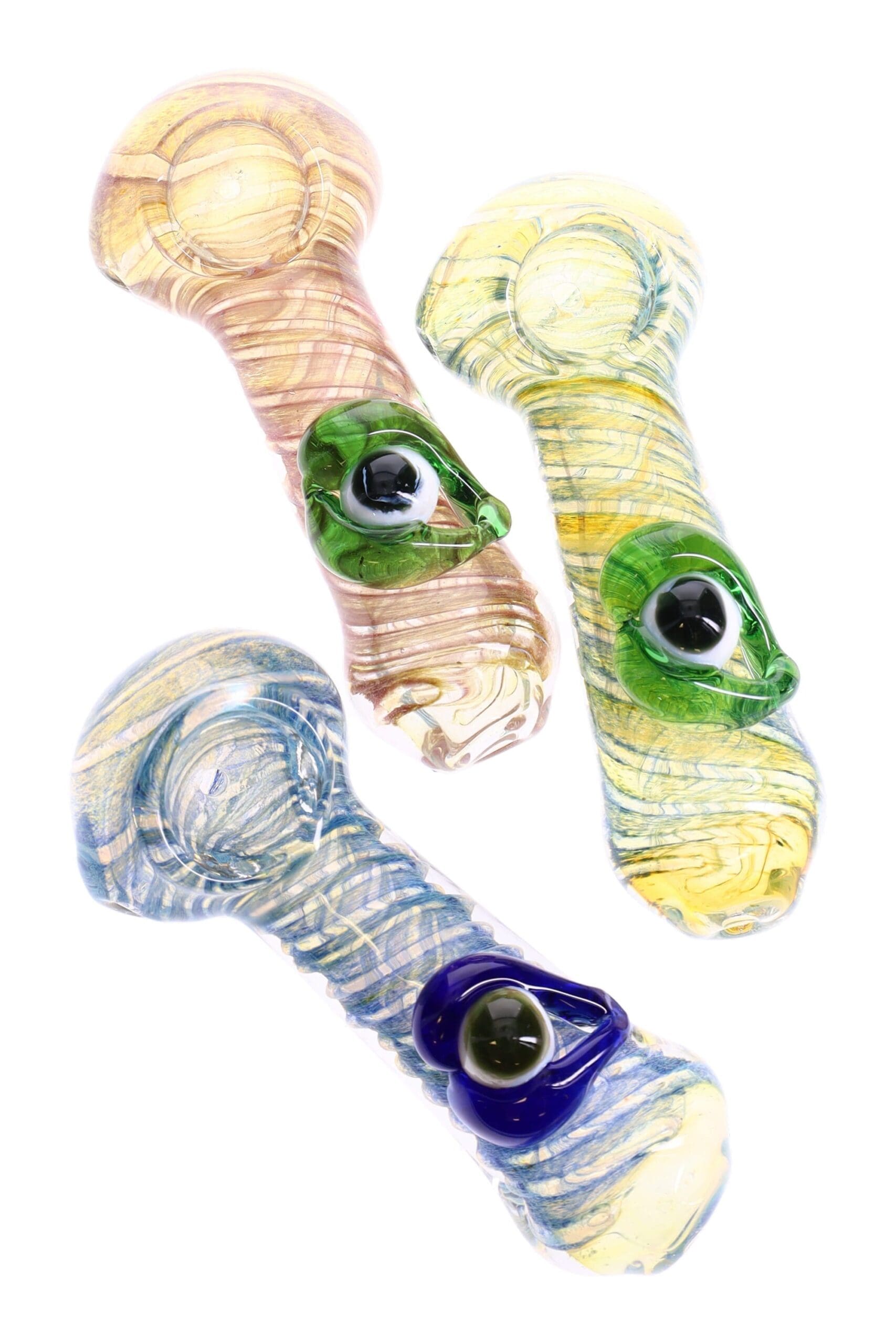 Color Changing Spiral Frit Glass Spoon Pipe One-Eyed Wonder - Haze Smoke Shop USA