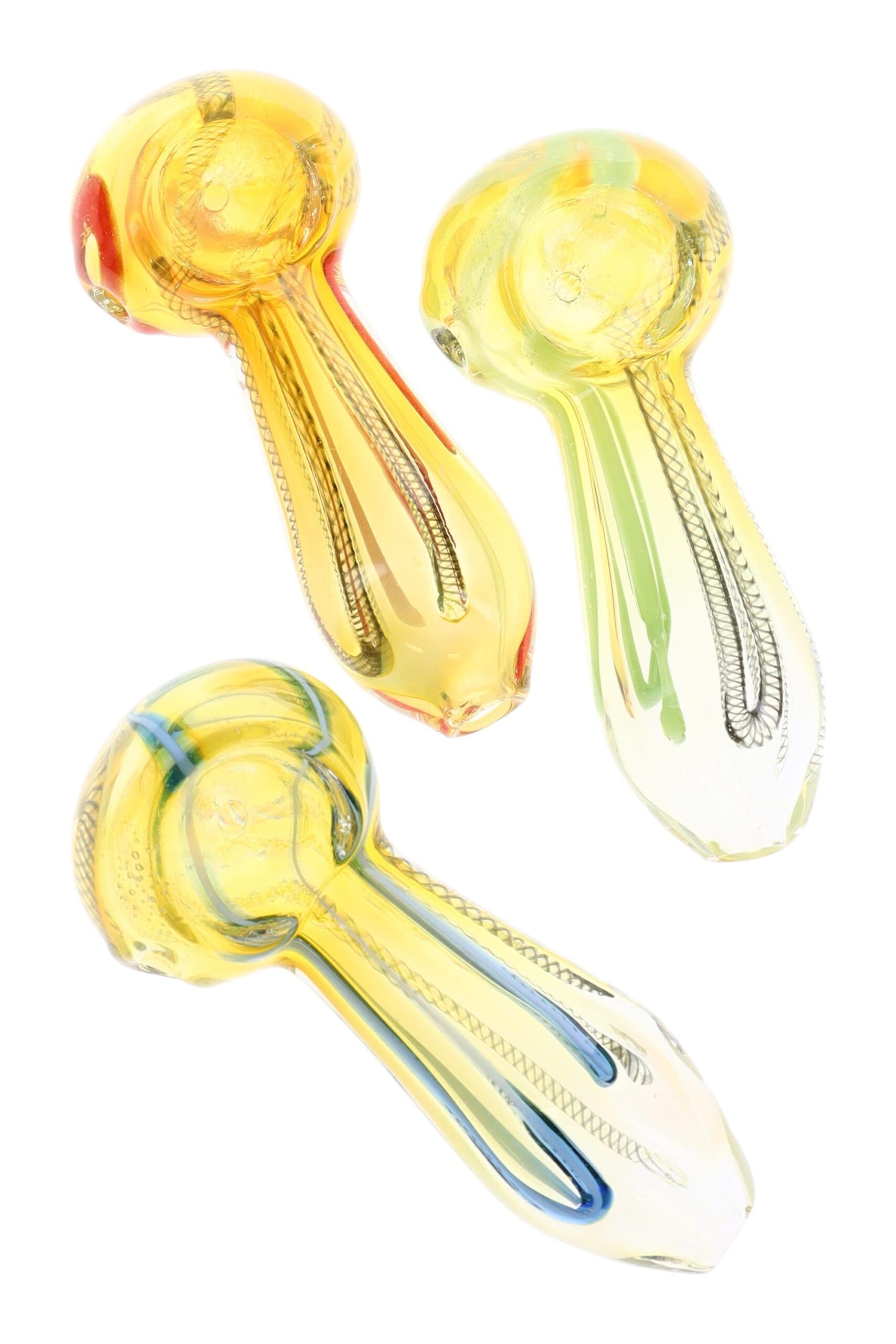 Color-Changing Striped Glass Spoon Pipe Solar Stripes Glass Pipes - Haze Smoke Shop USA