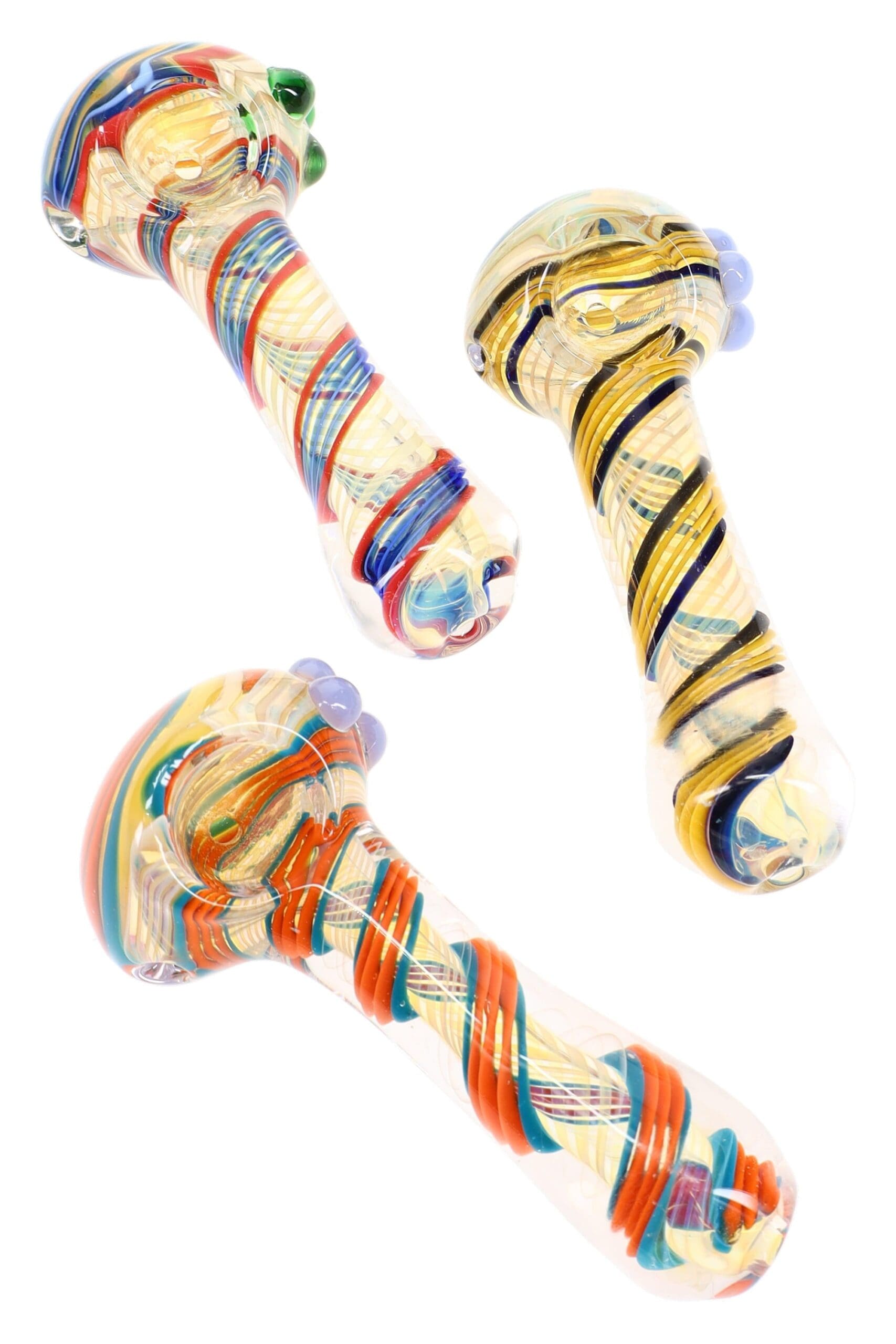 Color Changing Swirl Striped Glass Hand Pipe Rainbow Ribbon - Haze Smoke Shop USA