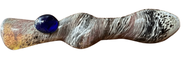 Decorative Silver Fumed Frit Twisted Glass Chillum Hand Pipe Chillums - Haze Smoke Shop USA