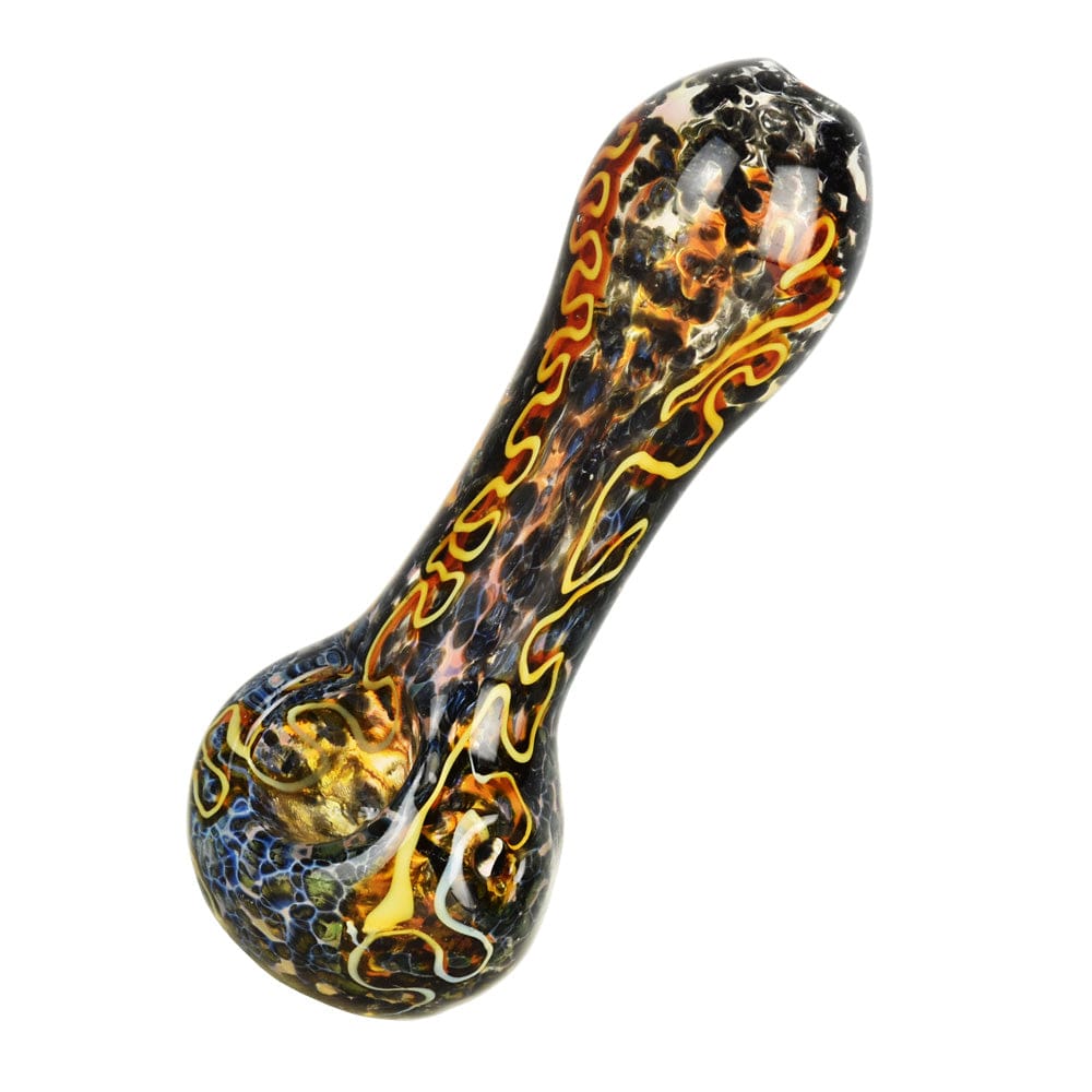 Fritted Squiggle Glass Spoon Pipe Glass Pipes - Haze Smoke Shop USA