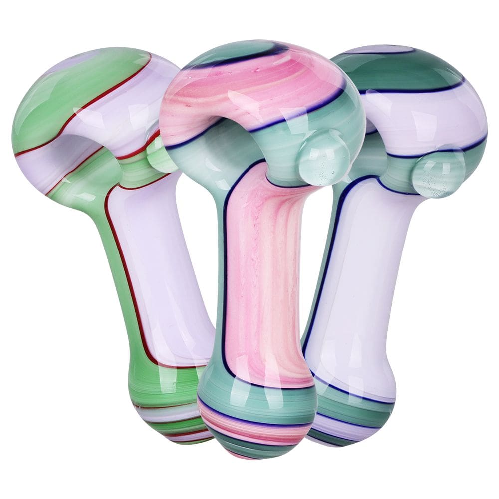 Milky Pastel Ribbons Glass Spoon Pipe - Haze Smoke Shop USA