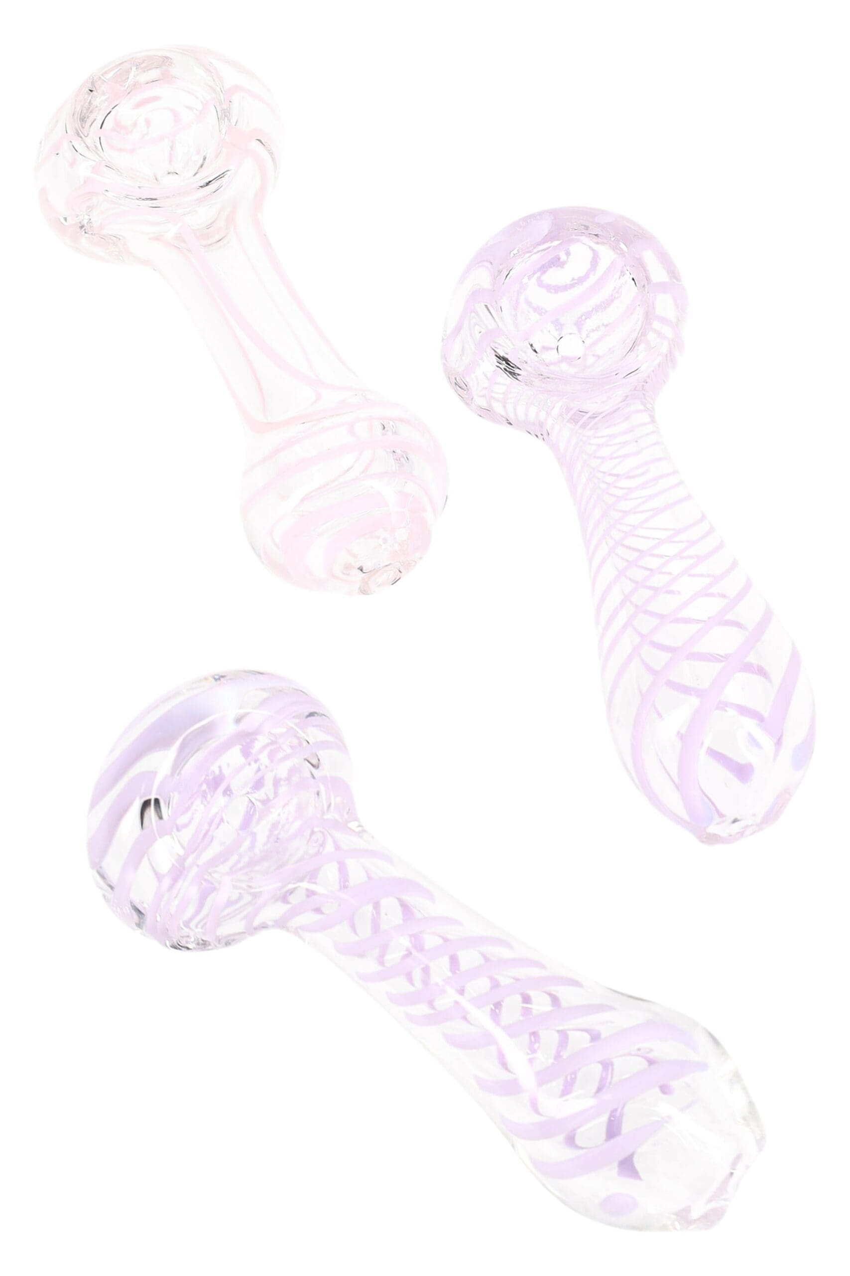 Neon Striped Clear Glass Spoon Pipe Pastel Pop - Haze Smoke Shop USA