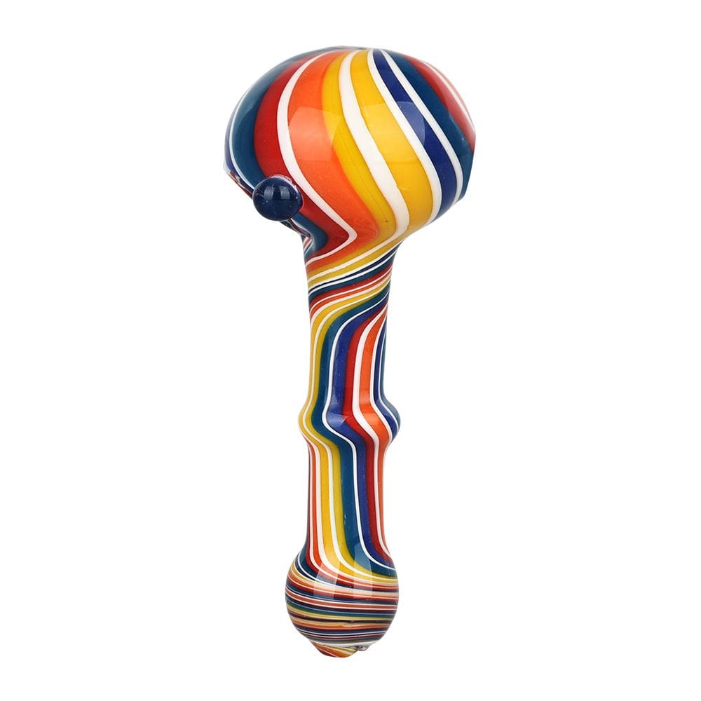 Rainbow Stripes Glass Spoon Pipe - Haze Smoke Shop USA
