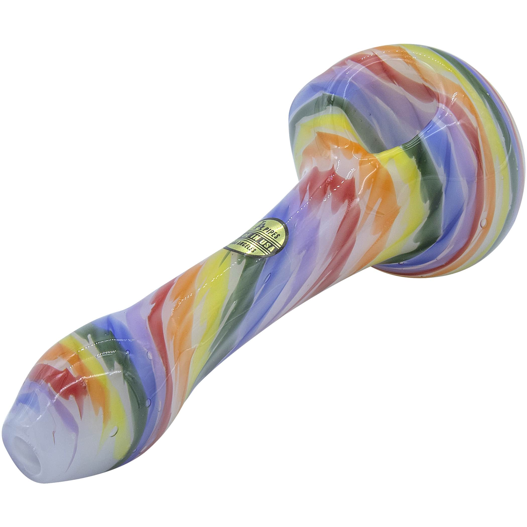 Rainbow Tie-Dye Glass Spoon Pipe on White - Haze Smoke Shop USA