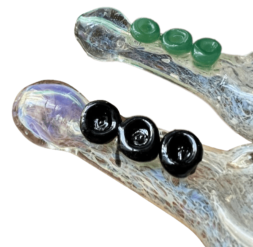 Silver Fumed Frit with Marble Accents Handblown Glass Hand Pipe Glass Pipes - Haze Smoke Shop USA