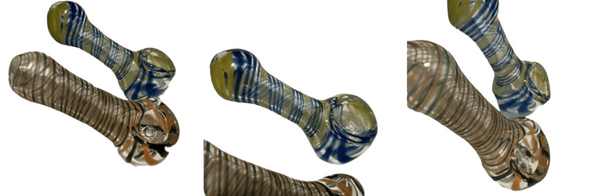 Small Striped Design Glass Hand Pipe Glass Pipes - Haze Smoke Shop USA