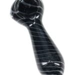 Spiral Striped Frit Glass Spoon Pipe Pocket Cyclone