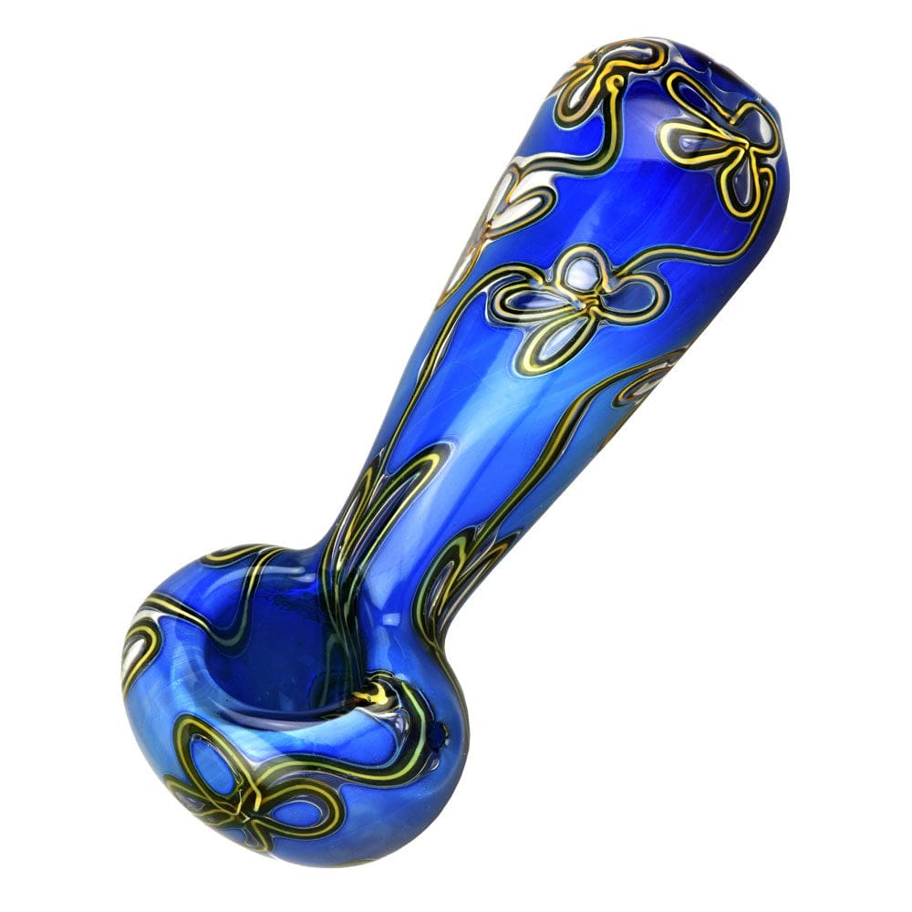 Trippy Floral Double Glass Spoon Pipe Glass Pipes - Haze Smoke Shop USA