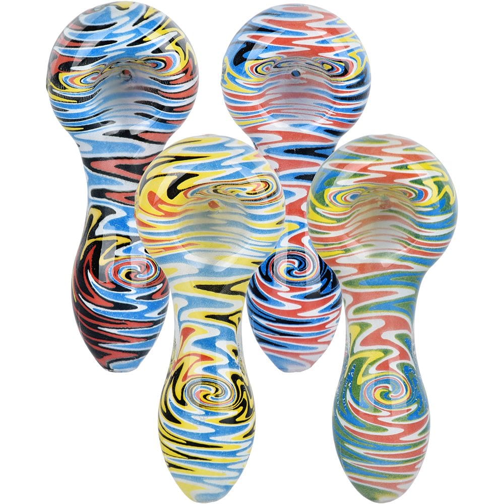 Wig Wag Colorful Print Glass Hand Pipe Glass Pipes - Haze Smoke Shop USA