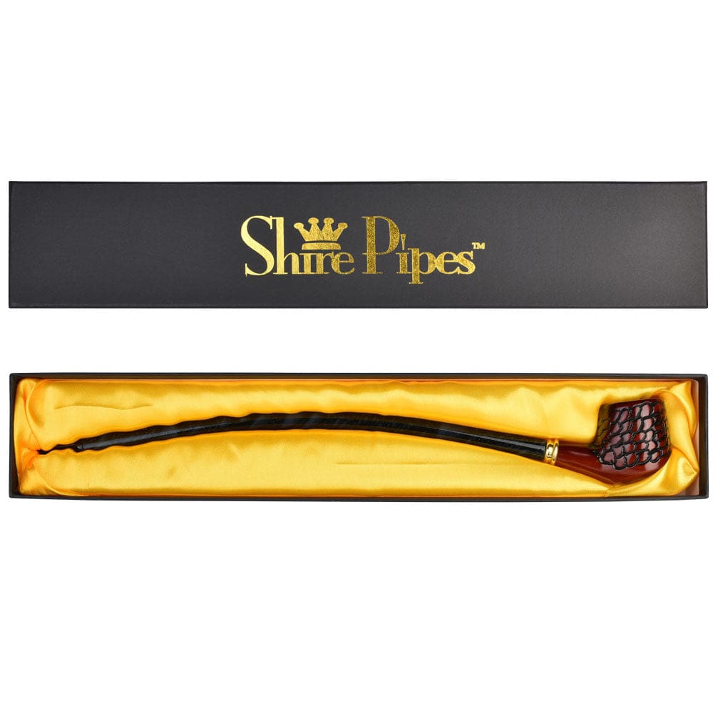 Pulsar Shire Pipes Curved Engraved Cherry Wood Tobacco Pipe - Haze Smoke Shop USA