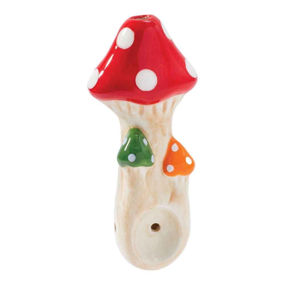 Wacky Bowlz Tri Mushroom Ceramic Pipe Ceramic Pipes - Haze Smoke Shop USA